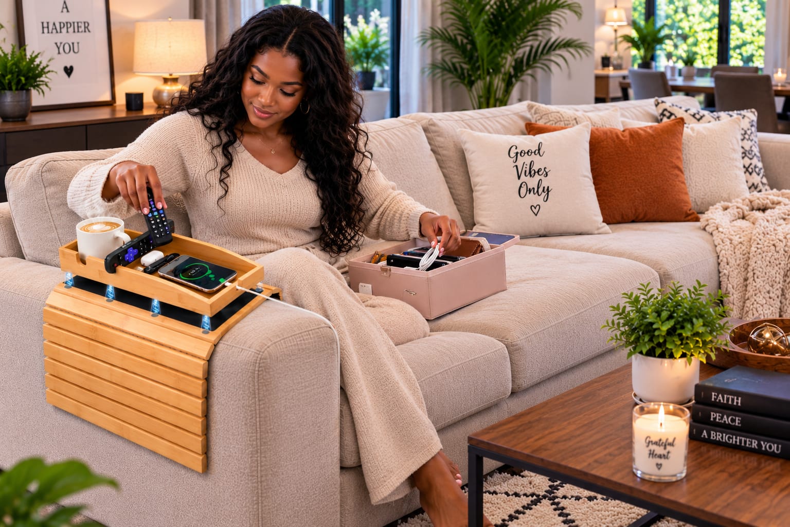 Small apartments — CozyNest Living couch accessory in use